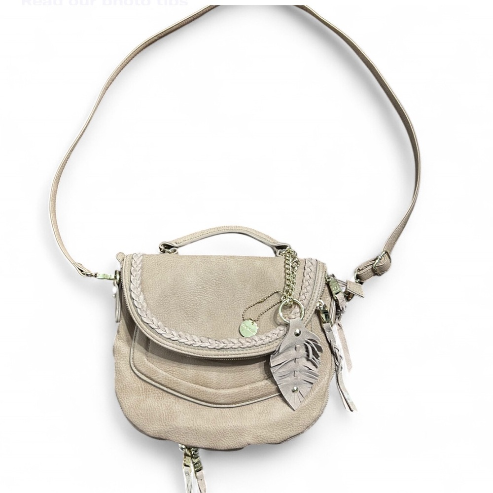 STEVE MADDEN Tan & cream crossbody bag with 100% Real Suede Trim. Good Cond.